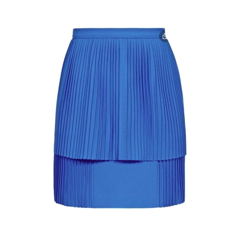 REISS Kashma cobalt blue high waisted double layered tiered pleated skirt